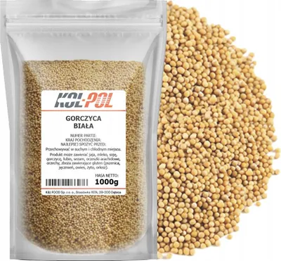 Zdjęcie produktu dla GORCZYCA BIAŁA 1kg Całe ziarno naturalna przyprawa wysoka jakość Kol-Pol