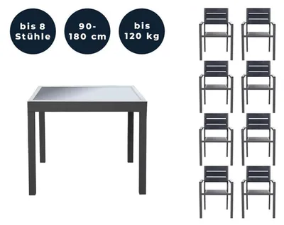 Produktbild von HOME DELUXE - Gartentisch ausziehbar - Verano - ca. 90(180) x90x75 cm - inkl. Zubehör