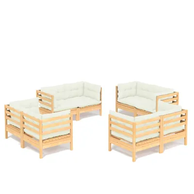 Produktbild von 8-tlg. Garten-Lounge-Set mit Creme Kissen Kiefernholz