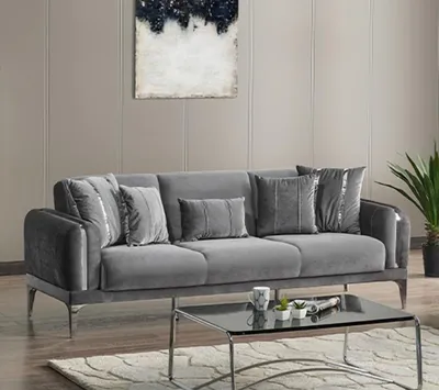 Produktbild von Grau Dreisitzer Sofa Lounge Luxus 3-Sitzer Design Couchen Polster Sofas