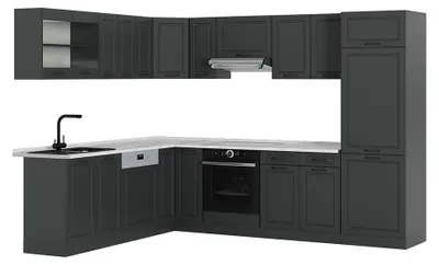 Produktbild von Eckküche Vicco R-Line Anthrazit Landhaus/Anthrazit 287 x 227 cm, AP Marmor, Model 54006