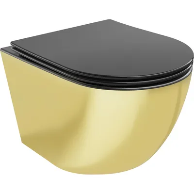 Obrázek produktu pro Mexen Lena WC mísa Rimless s pomalu padající deskou slim, duroplast, Matná černá/Zlatá- 30224076