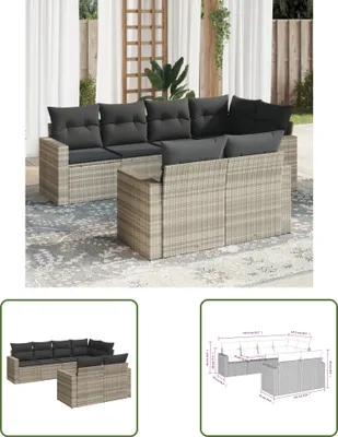 Produktbild von The Living Store 7-tlg. Garten-Sofagarnitur mit Kissen Hellgrau Poly Rattan