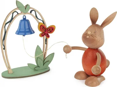 Zdjęcie produktu dla Zajączek wielkanocny „Stupsi” z dzwoneczkiem, wysokość 13 cm, NOWY