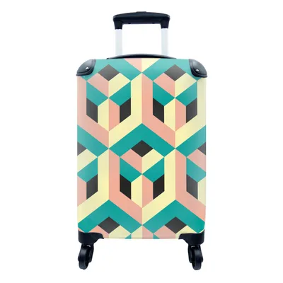 Produktbild von MuchoWow® Koffer Handgepäck Trolley Rollkoffer Kleine Reisekoffer mit 4 Rollen - 3D - Muster - Würfel - Cabin Size < 55x40x23 cm & 55x40x20 cm - Fotokoffer - Kabinenkoffer - Boardgepäck - Reise-Box - Reisekoffer - Reisegepäck - Koffer mit Bild - Trolley für Kinder