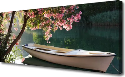 Produktbild von Tulup Leinwand-Bilder 125x50 Wandbild Canvas Kunstdruck Boot Baum Landschaft