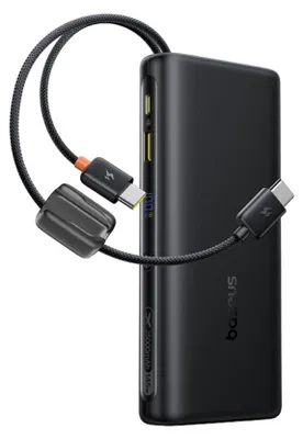 Zdjęcie produktu dla Baseus Power Bank Z Wyświetlaczem Cyfrowym I Podwójnymi Wbudowanymi Kablami Usb-C 25000Mah 145W Czarny