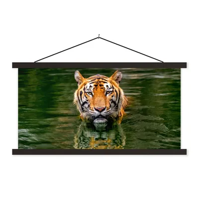 Produktbild von MuchoWow® Textilposter Tiger im Wasser 60x30 cm mit schwarzem Rahmen - Textilien