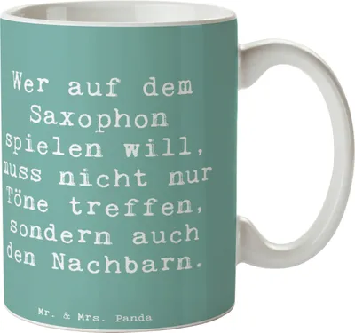 Produktbild von Mr. & Mrs. Panda Motivtasse Spruch Saxophon Spieler - Meeresbrise - Geschenk, Pott, Lernen, Musikhumor, Kaffeebecher, Blasinstrument, Musik, Saxophonlernen, Instrument