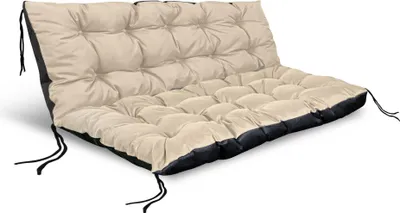 Image de Set de coussins de jardin 120/80 cm + 120/40 cm pour un banc, imperméable, palettes beiges