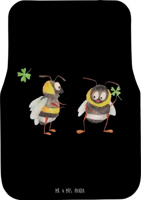 Produktbild von Mr. & Mrs. Panda Automatte Hummeln Kleeblatt - Schwarz - Geschenk, Tiere, Biene Deko, Spruch schön, Auto-Fußmatte, Positiv, Auto Teppich, glücklich sein, Fußmatte Fürs