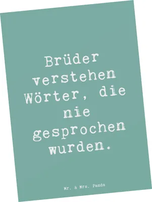 Produktbild von Mr. & Mrs. Panda Postkarte Spruch Bruderverständnis - Meeresbrise - Geschenk, Familienbande, Kleiner Bruder, Grußkarte, Fotokarte, Verwandte, Großer, Ansichtskarten