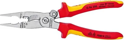 Produktbild von KNIPEX 13 96 200 Elektro-Installationszange isoliert mit Mehrkomponenten-Hüllen, VDE- verchromt 200 mm