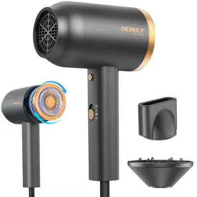 Produktbild von Ionen Föhn mit Diffusor-DEWILY 1800W Schnelltrocknen Fön mit Kalt/Heißtaste, The