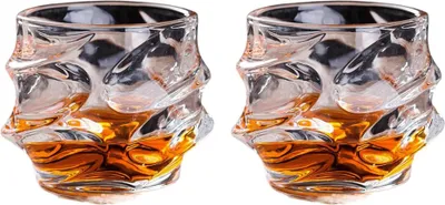 Produktbild von Einzigartige Bar Whisky Gläser 2er Set, 320ml Bleifrei Kristall Whiskey Glas,Rum Gläser für Cocktail Rum Wodka Scotch Gin Cognac Wasser Spülmaschinenfest