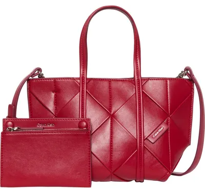 Zdjęcie produktu dla Calvin Klein Lv04f3580g Woven Mini Tote Crossbod Czerwony