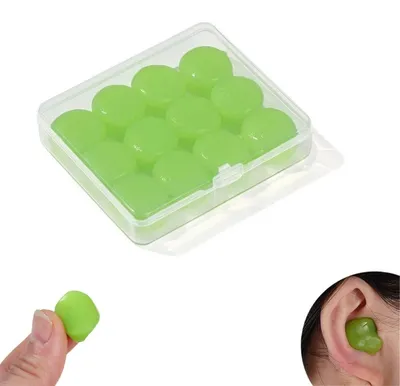 Produktbild von Ohrstöpsel zum Schlafen und Schwimmen, 6 Paar, wiederverwendbar, geräuschreduzierend, Silikon, wasserdicht, Größe L, Grün