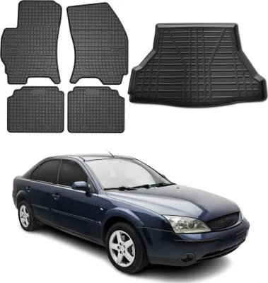 Immagine prodotto di Fußmatten & Kofferraumwanne Set für Ford Mondeo mk3 2000-2007 Gummi Schwarz 5x
