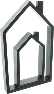 Produktbild von Flechtwaren Set 2er Haus Black Holz 18 cm, 29 cm Dekoartikel Wohnaccessoires