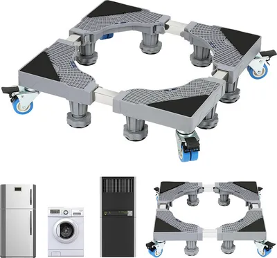 Obrázok produktu pre Podstavec práčky Clanmacy so 4 dvojitými kolieskami + 8 výškovo nastaviteľných nožičiek do 350 kg na zdvíhanie veľkých spotrebičov