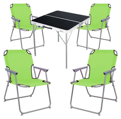 Image de set de meubles de camping 5 pièces Alu L80xl80xH70cm Lime