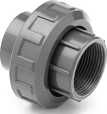 Produktbild von PVC 3/3 Verschraubung | Klebemuffe x 2 Zoll IG | Innen Ø 63 mm | PN16 grau