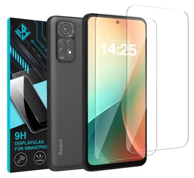 A product shot featuring a smartphone and screen protectors, with packaging in the background.
