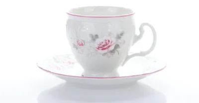 Produktbild von Thun 1794 Tasse und Untertasse, 170 ml, Tschechisches Porzellan, Bernadotte, rosa, rosa Streifen, Thun