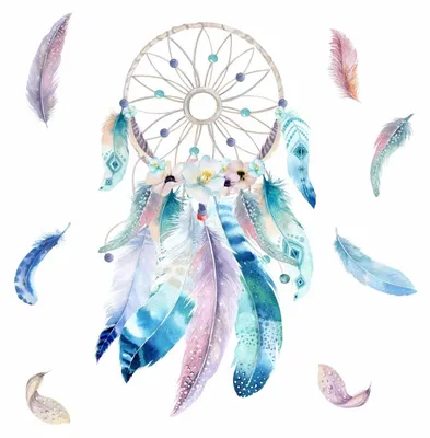 Image de Muurtattoo "Attrape-rêves" bleu - 2000 x 1120 mm - Décoration murale pour enfants