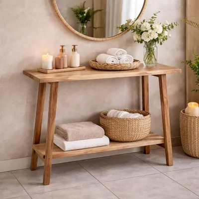 Produktbild von Teak Konsolentisch NIRONA-Plus 100cm recyceltes Massivholz Konsole