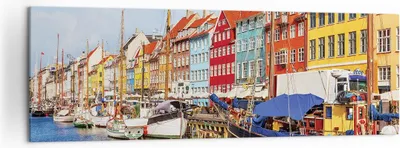 Produktbild von Bild auf Leinwand - Leinwandbild - Einteilig - Kopenhagen Nahavn Schiffe - 160x50cm - Wand Bild - Wanddeko - Wandbilder - Leinwanddruck - Bilder - Wanddekoration - Leinwand bilder - AB160x50-4205