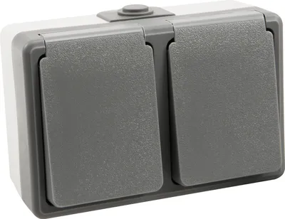 Produktbild von Feuchtraum Doppel-Steckdose McPower "Secure", 250V/16A, IP44, AP, grau