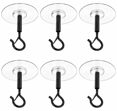 Produktbild von 6er-Set Deckenhaken selbstklebend, Wandhaken Mit Sicherung Ohne Bohren, wetterfest, extra stark, schwarz – für Pflanzen & Kabel, ohne Bohren