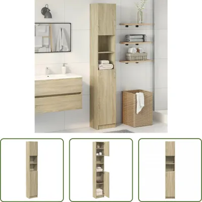 Obrázek produktu pro The Living Store Koupelnová skříňka Sonoma dub 32x25,5x190 cm Materiál na bázi dřeva