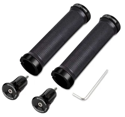 Productafbeelding van Fietsstuurhandvatten, 1 paar, ergonomisch, aluminium, zwarte locking grips