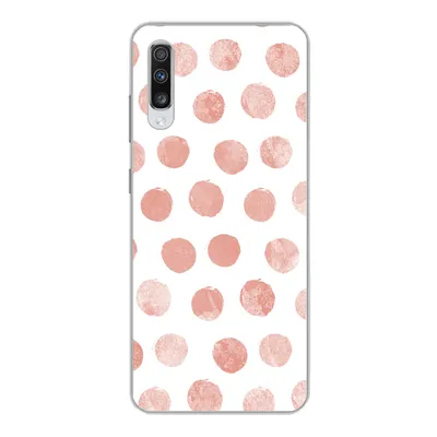 Produktbild von MuchoWow® Handyhülle Schutzhülle Hülle für Samsung Galaxy A70 Polka dots - Rosa - Weiß Silikon Softcase Handy Hülle - Schutzhaube