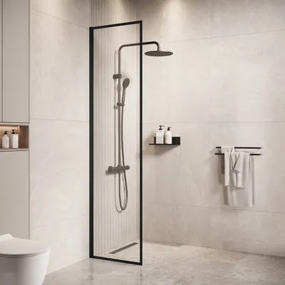 Immagine prodotto di Parete doccia Georgia - 40 x 200 cm - - Nero - Vetro di sicurezza 8mm