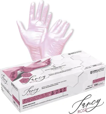 Produktbild von Einweghandschuhe Fancy Rose - puderfrei - Gr. M - 1000 Unigloves Nitrilhandschuhe