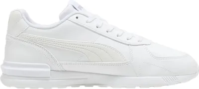 A studio shot of a white Puma Graviton SL 2 men's sports shoe.