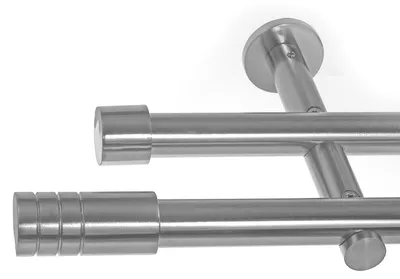 Produktbild von Gardinenstange mit Wandhalterung I Metall Edelstahl Look 2-läufig Ø 19mm I H29