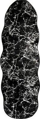 Produktbild von Trendmax Badematte mit Marmormotiv Rutschfest Waschbar mit wellige Umrandung Schwarz/Silber
