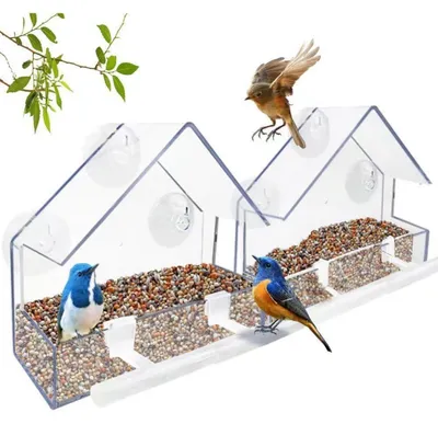 Produktbild von Vogelfutterhaus 2er Set faltbar wetterfest Acryl für Balkon Garten