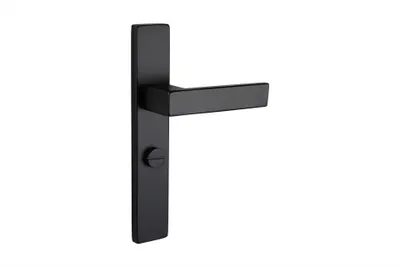 Produktbild von Lavuzo Türgriff Imperio Schwarz mit rechteckigem Schild WC63/8 Badezimmerschloss - Pro Set