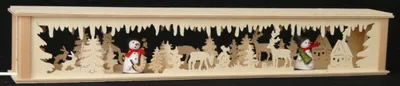 Produktbild von Schwibbogenerhöhung mit Schneemänner Waldtiere und Beleuchtung BxHxT 72x10x10cm NEU