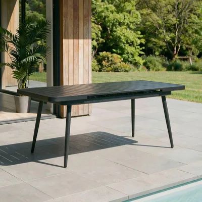 Produktbild von Gartentisch SUNNY, schwarz - Outdoor Tisch ausziehbar bis 200cm, pulverbeschichtetes Aluminiumgestell, wetterfest & UV-beständig, ideal für Garten und Terrasse