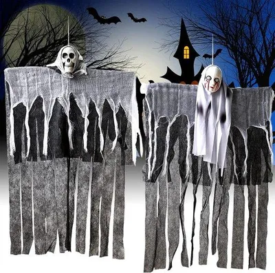Image de Décoration d'horreur à suspendre, 60 x 85 cm, squelette pour Halloween et les fêtes
