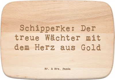 Produktbild von Mr. & Mrs. Panda schneidbrett Spruch Schipperke Wächterherz - Transparent - Geschenk, lebhafter Hund, Holzbrettchen, liebevoller Begleiter, Schneidebrett, Holzbrett