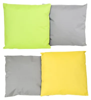 Produktbild von 4x JACK 2-farbiges Wende Outdoor Lounge Kissen 45x45cm Dekokissen inkl. Füllung Wasserfest Sitzkissen Garten Stuhl Lotus Effekt, Farbe:2x Grau-Grün + 2x Grau-Gelb