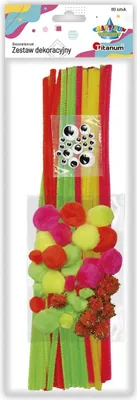Produktbild von CHENILLEDRAHT Pfeifenreiniger Plüsch Basteldraht mit Pompons - intensive Farben