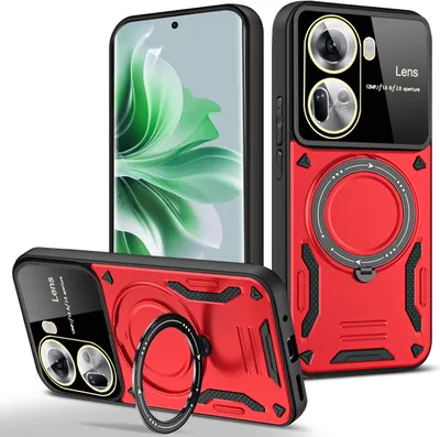 Produktbild von Rüstung Handyhülle für OPPO Reno11 Dual-Layer Ringhalter Ständer Hülle Rot
